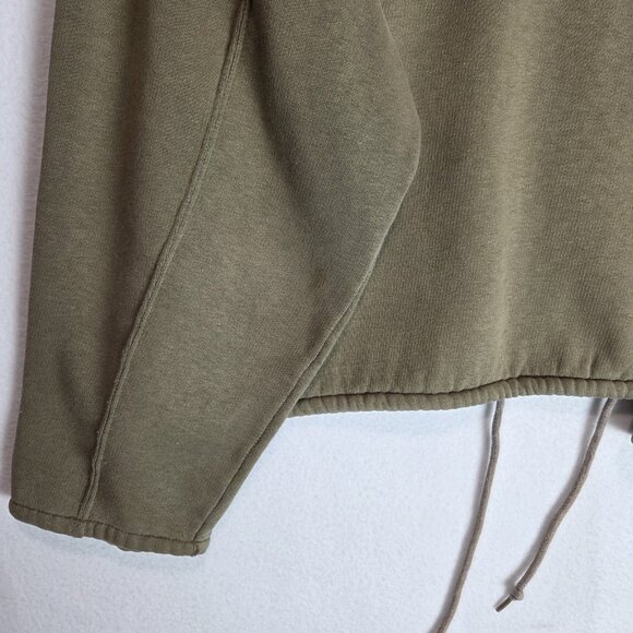 Cropped Hoodie Womens M Drawstring Olive Green Tweed Distressed Sweatshirt Hood - Picture 3 of 8